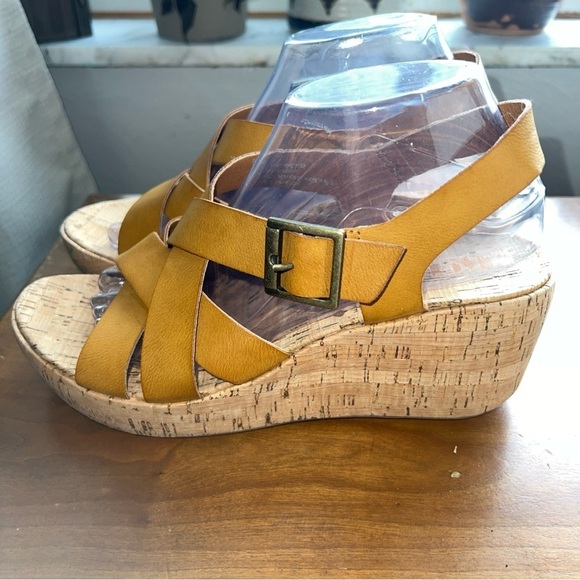 Korks Nova Comfort Platform Cork Wedge Strappy Sandals Yellow Size 9M - Picture 5 of 11